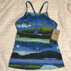NWT! Nike Women's Blue and Green Tankini Swim Top